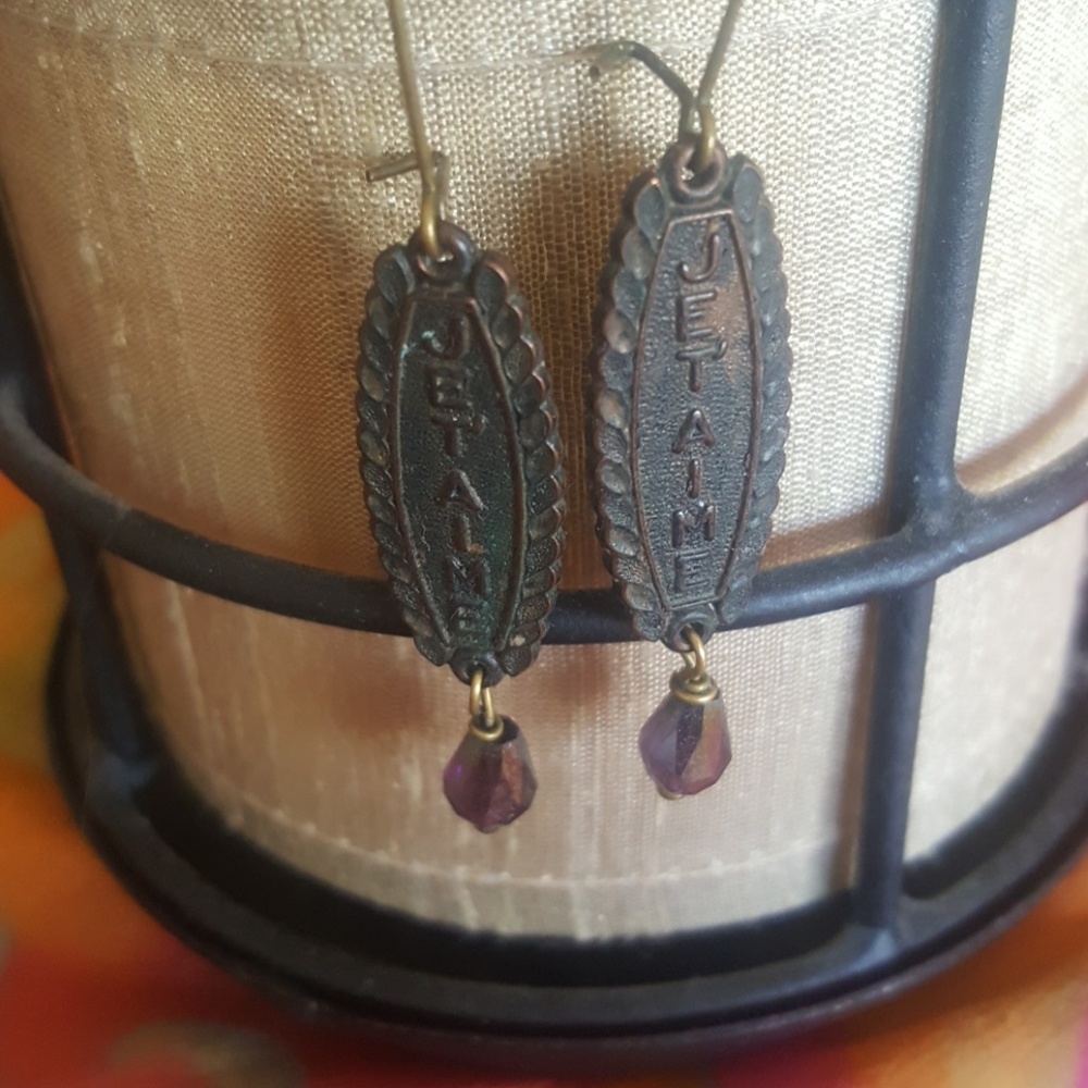 Steampunk Style je'taime metal earrings